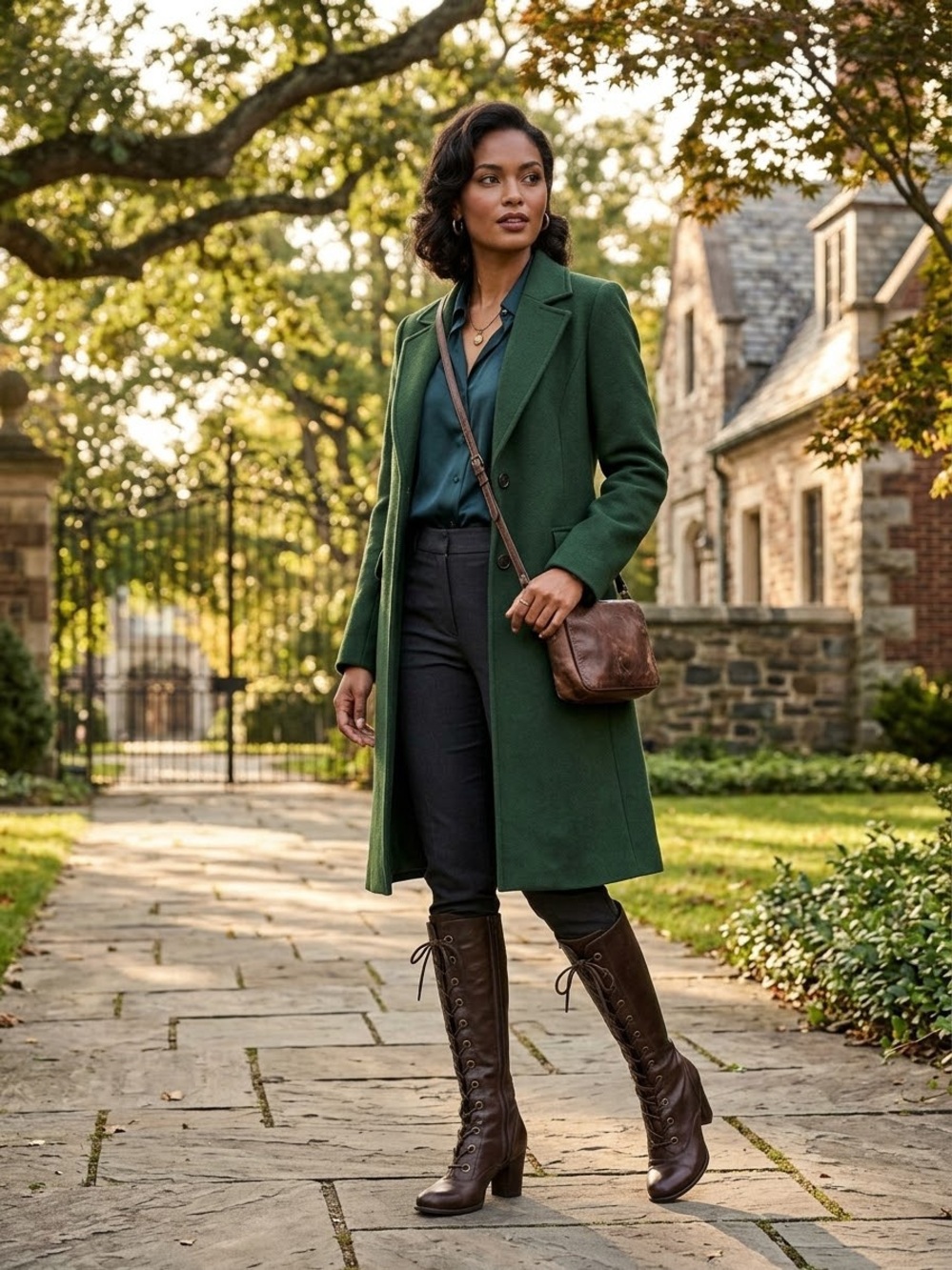 Women's Brown Lace-Up Knee Boots - Classic Riding Style